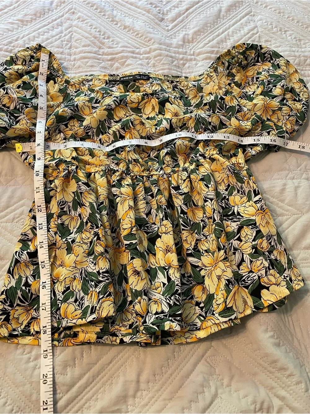 Bundle of 3 H&M cream with flowers , Divided blue and SHEIN yellow and black .